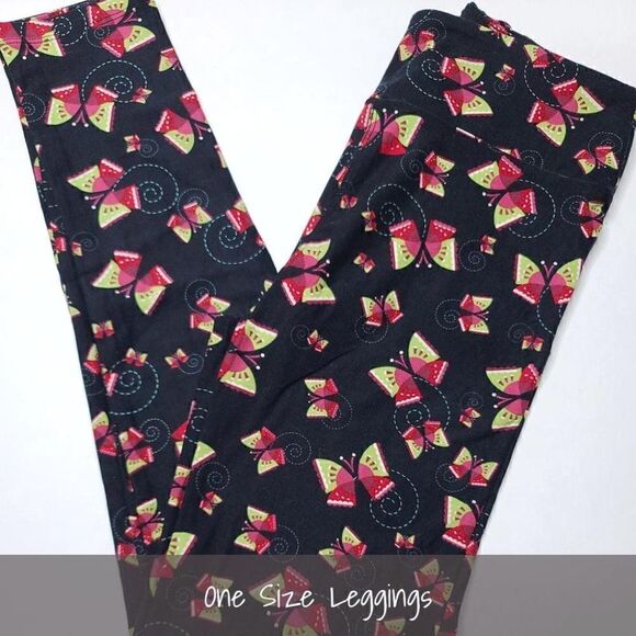 LuLaRoe OS Leggings Butterflies Black NEW - Picture 1 of 1